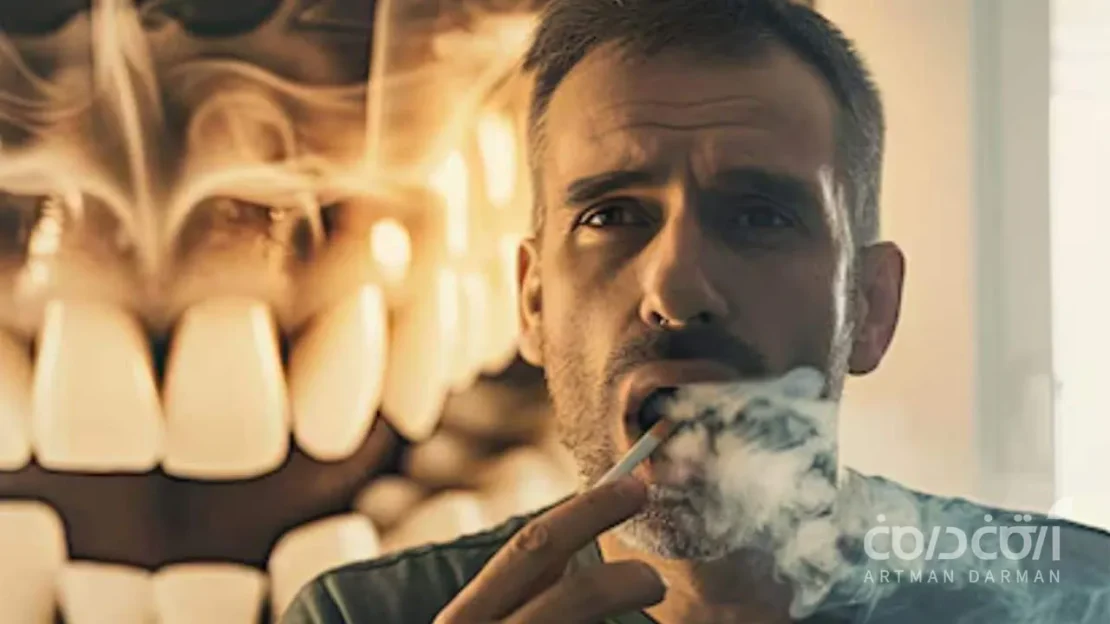 فردی در حال سیگار کشیدن با ایمپلنت